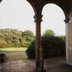 View of garden from The Lodge entrance loggia