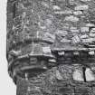 Detail of west anlge turret and wall head corbelling
(wire painted out)