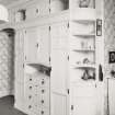 Kinlochmoidart House. Principal floor, master bedrom, detail of south corner cupboard.