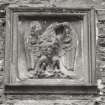 Kinlochmoidart House. North facade, detail of carved panel.