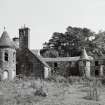 View of E range and doocot from S