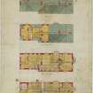 Photographic copy of plan of ground floor, first floor, attic floor and roof.