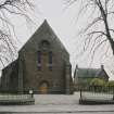 W gable of church and presbytery. View from W