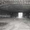 Evanton Airfield technical area.  Interior of of Bellman hangar from NE, showing steel roof framing.