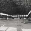 Evanton Airfield technical area.  View of interior of Admiralty 'F' type hangar from SW, showing steel roof framing.