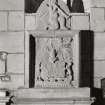 Fearn Abbey, interior.  Detail of Coat of arms on monument on East wall.