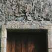 Detail of lintel above door on west gable