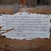 Detail of threshing machine operator's instructions, fixed to the South West wall by threshing machine