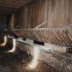 Detail of feed trough and heck in covered cattle court