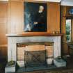 Interior. Lounge hall, detail of fireplace with portrait of Osgood Mackenzie inset above