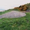 Detail of the concrete apron of west gun-emplacement from E.