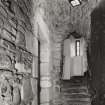 Eilean Donan Castle, interior.
Billeting hall, view of staircase at South-East corner.