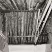 Beaton's Cottage, interior.  View of underside of roof above cottage entrance.