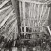 Beaton's Cottage, interior.  View of underside of roof at South West corner of byre.