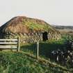 Beaton's Cottage, interior.  View of byre from North West.