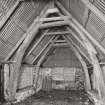 Fernaig cruck-framed barn, interior.
General view of South end.