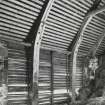 Achmore Farm, Cruck-framed barn, interior.
View of joint between lower and upper members.