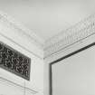 Interior-detail of ceiling cornice in former Music Room on First Floor