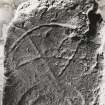 Detail of upper symbol from face of Pictish Symbol stone from Dunvegan Castle, Skye.