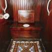 Skye, Portree, Viewfield House.
Detail of ground-floor water closet, a Doulton, sideways-flushing model, installed as part of the 1887 extension to the house.