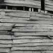 West gable, horizontal wooden boarding, detail