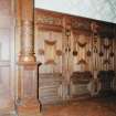 Ground floor, dining room, detail of wood panelling