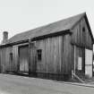 Brora, Station Goods Shed: View from SW of wooden goods shed, situated at NW side of station