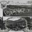 Photographic copy of a postcard.
General views of Edinburgh and the Edinburgh coat of arms.
Insc: 'Scottish National Exhibition. Edinburgh 1908', 'St Giles Cathedral', 'Holyrood Palace' and 'John Knox's House'.
