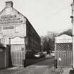 General view from south east of gates to cabinet works, viewed from Belford Mews
