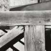 Main timber drying store; detail of lateral and diagonal bracing within one of the six upright trusses, secured with hand made blacksmith's iron nails.