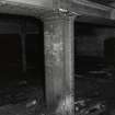 Whisky Bond, interior.
Detail of fabricated steel column supporting cast-iron roof tank, warehouse no.3.
