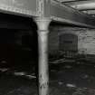 Whisky Bond, interior.
Detail of cast-iron column supporting cast-iron roof tank, warehouse no.3.