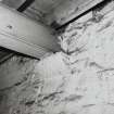 Whisky Bond, interior.
Detail of stone plinth supporting wooden floor beam, ground floor, warehouse no.5.
