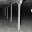 Whisky Bond, interior.
View of wooden columns and beams, warehouse no.2, top floor.