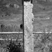 View of sculptured cross, St Columba's graveyard, Canna.