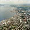 Oblique aerial view looking across Greenock towards Port Glasgow, taken from the W.