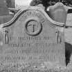 View of gravestone for William Taylor who died 1835, in the churchyard of St Athernase Parish Church, Leuchars.