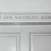 Detail of name of room panel comemorating past ministers of the Canongate