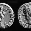 Excavation photograph: plaster casts of coin of Domitian (AD 86)