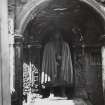 Detail of effigy adjacent to Pitcairley mausoleum.