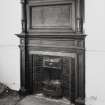 Interior, ground floor, North East room, detail of fireplace.