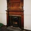 Interior, ground floor, North East room, detail of fireplace.