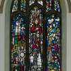 Interior. Detail of stained glass window