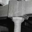 Detail of cast-iron column, octagonal capital and saddle on second floor of block 6 (column 0.14m diameter).
