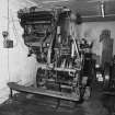 Interior.
View of back of 'Intertype' hot metal typesetting machine.