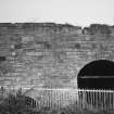 View from SSW of draw arch (left) and access arch (right) of the W kiln of the pair of kilns
 at the W end of the range.