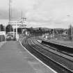 View of signal gantry and signal box to N side of station