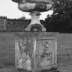 North Western ornamental urn on heraldic plinth