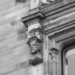 Detail of carved head of a king corbel