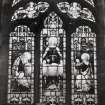 Interior. Detail of chancel window depicting the Supper at Emmaus daed 1904